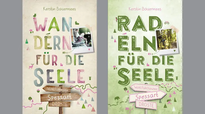 Buchcover „Radeln für die Seele. Spessart“  und „Wandern für die Seele. Spessart“  | © Droste Verlag