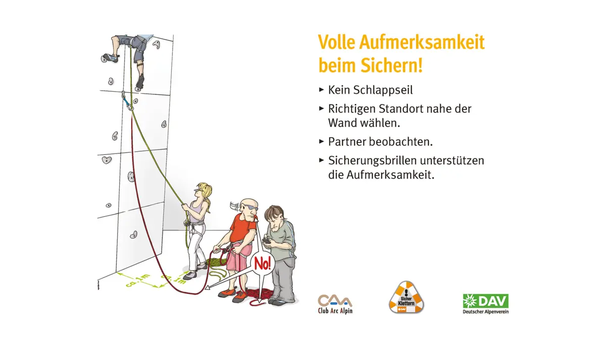 Kletterregel Nummer vier: volle Aufmerksamkeit beim Sichern | © DAV